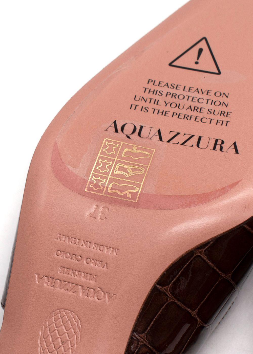 Aquazurra Ginza 35 Croc-Effect Slingback Pumps