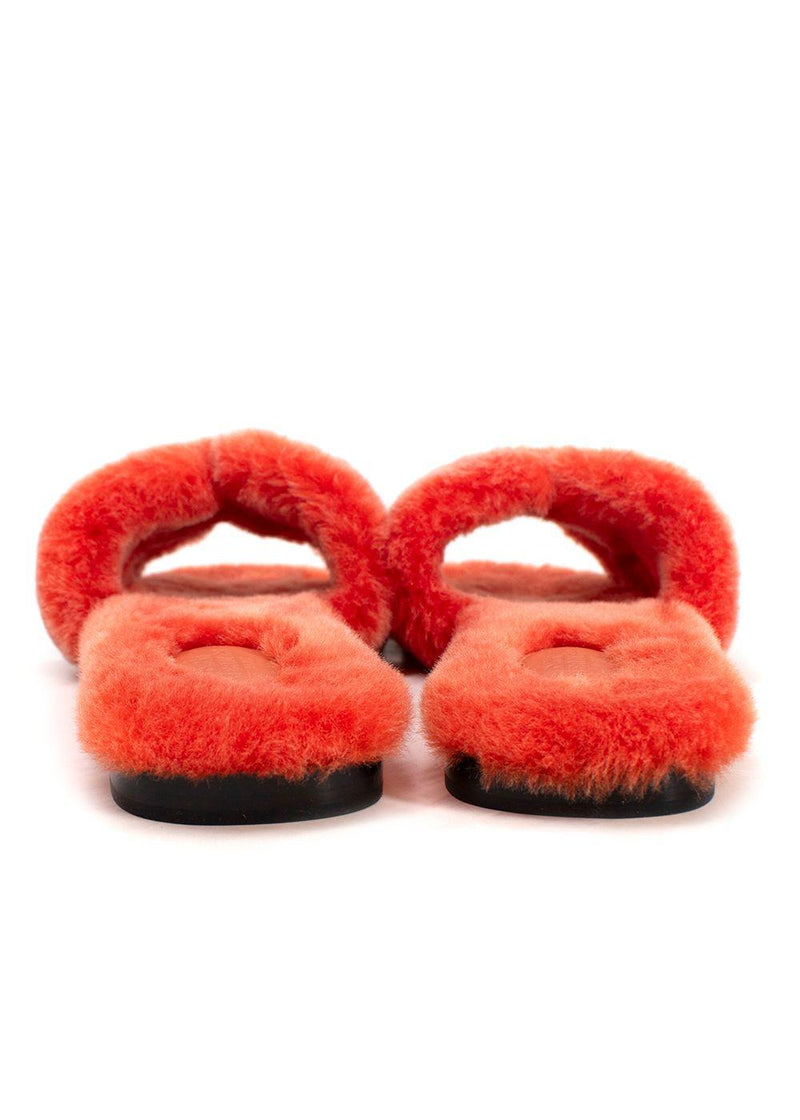 Hermes Orange Fluffy Oran Sandals