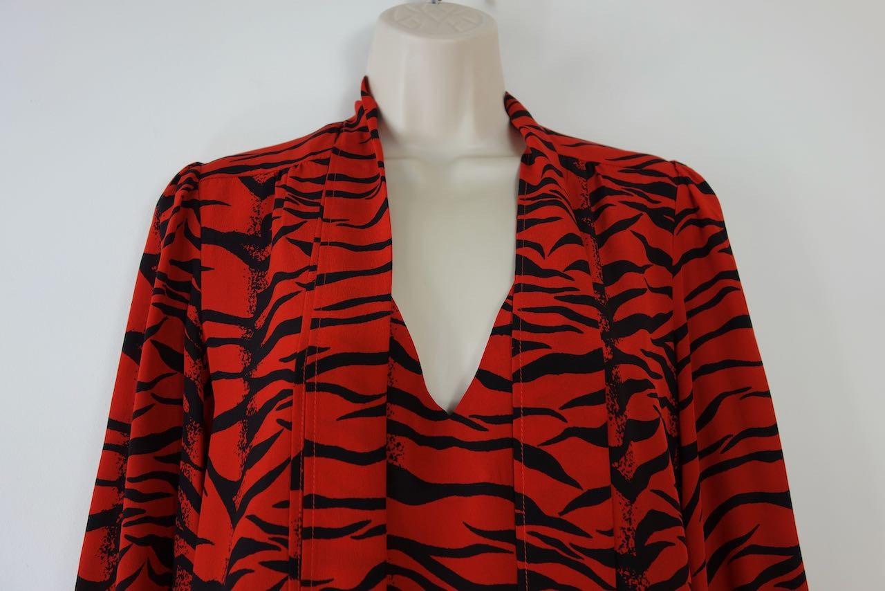 Moss Pussy-bow Tiger-print Silk-crepe Blouse