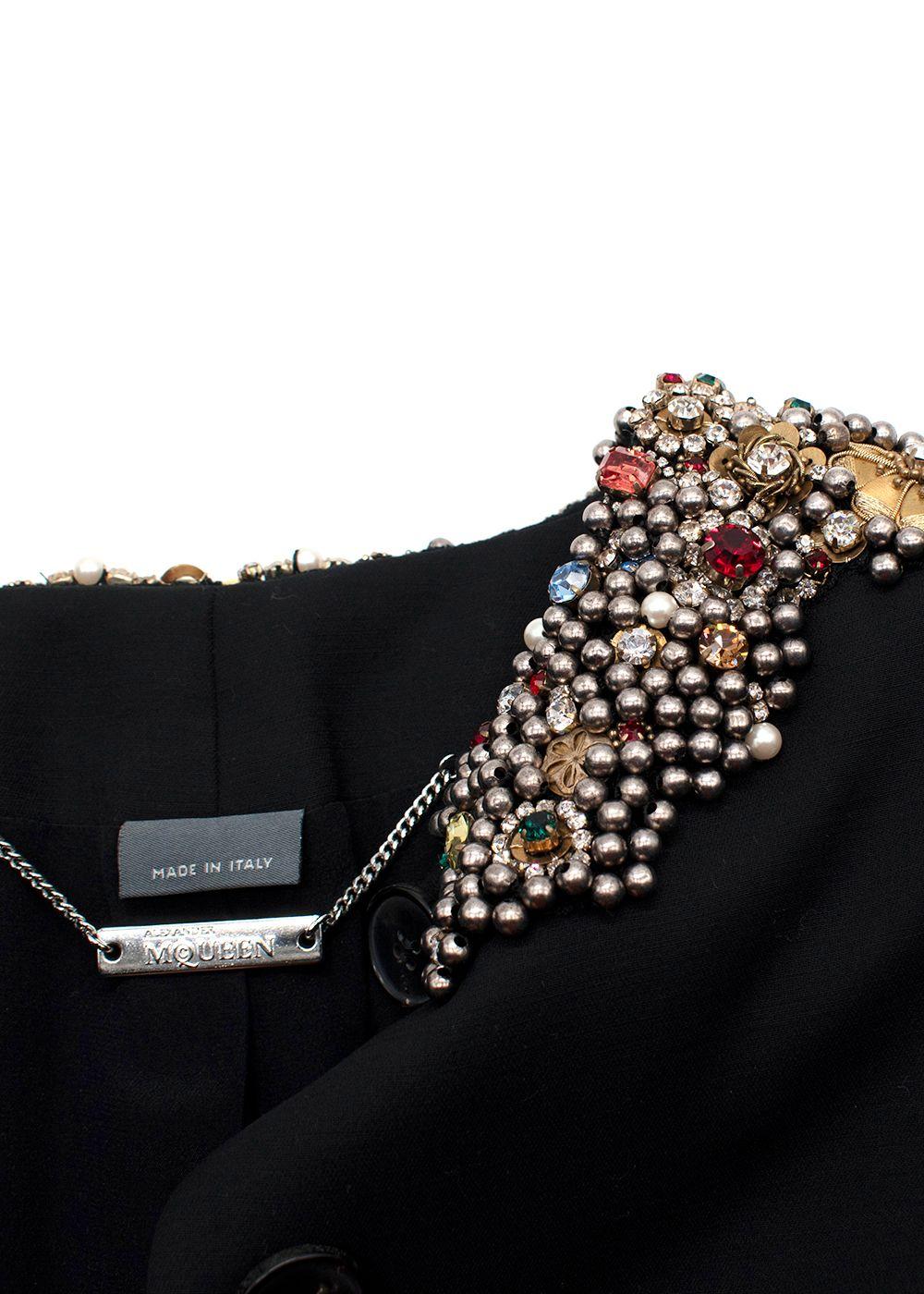 Alexander McQueen Black Embellished Peplum Jacket