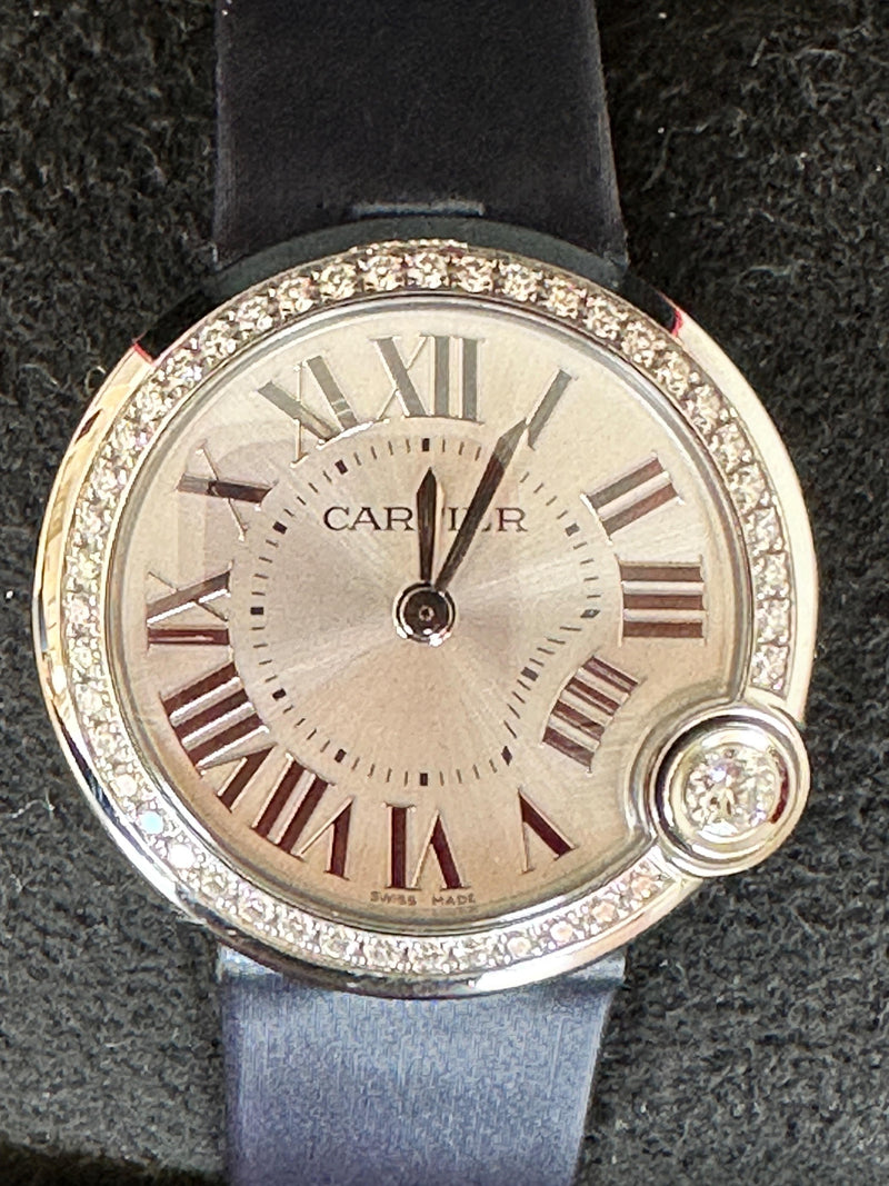 Cartier Ballon Blanc Diamond Watch with Silk Strap