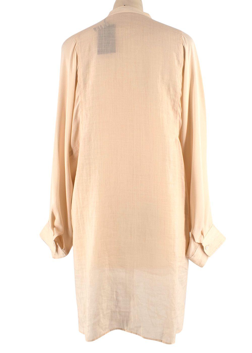 Button Up Beige Silk Blend Tunic