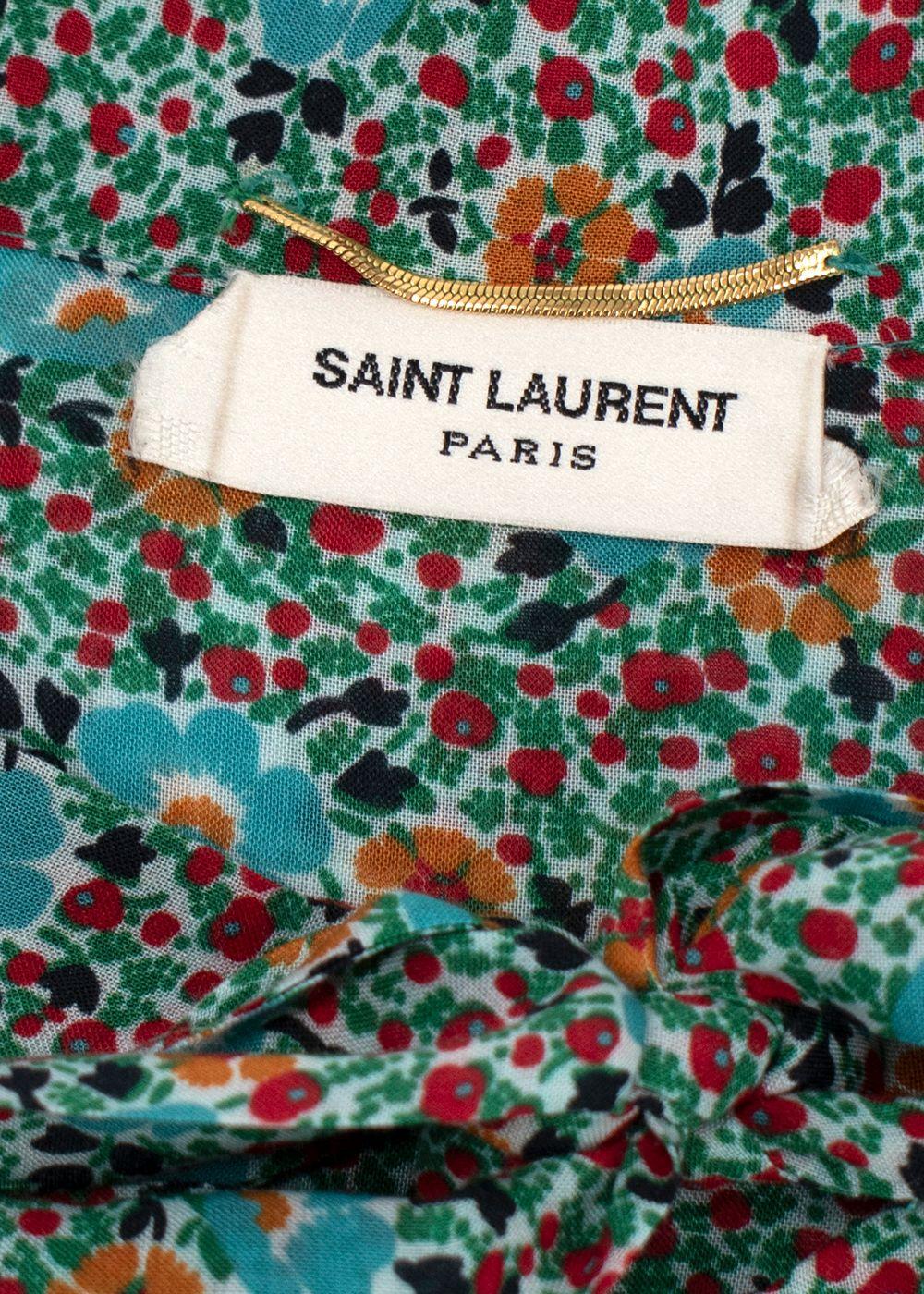 Saint Laurent Floral Pussybow Blouse