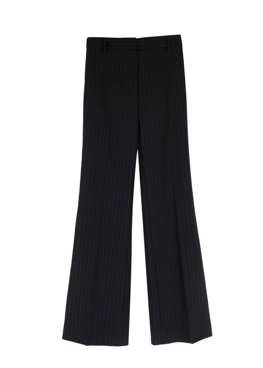 Nili Lotan Black Pinstripe Wide Leg Trousers