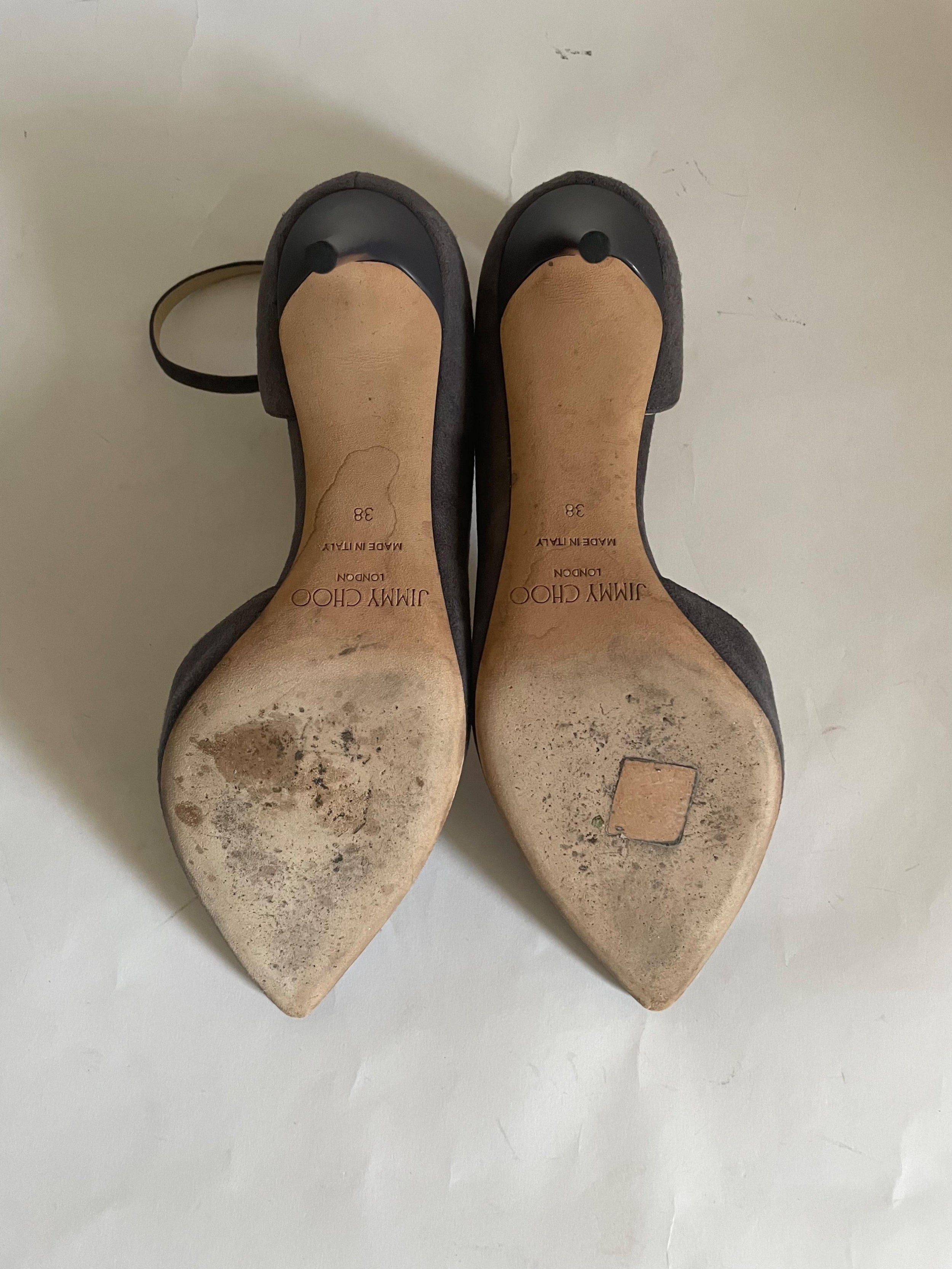 Jimmy Choo Lucy Grey Suede Half-d'Orsay Suede Pumps