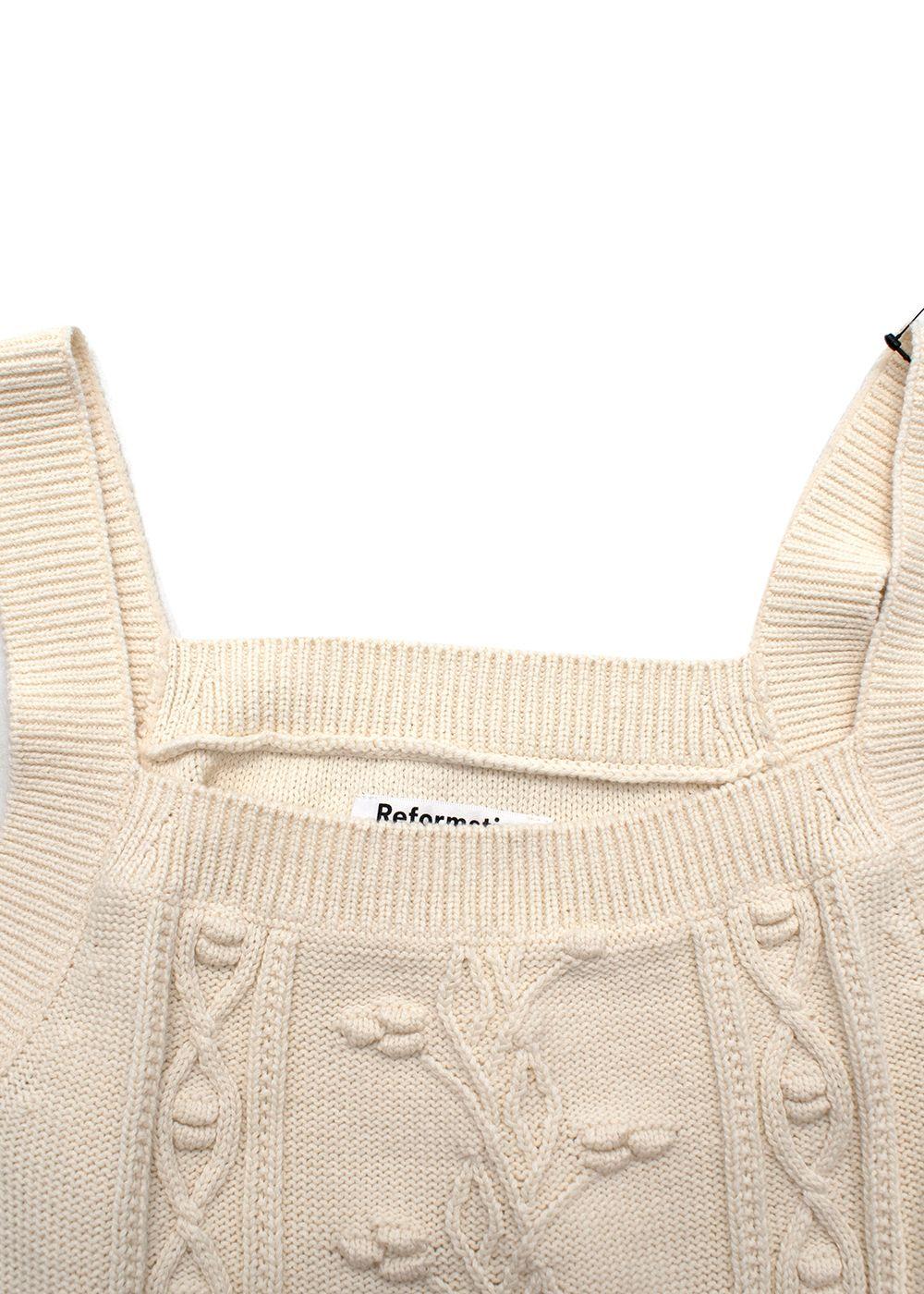 Reformation Cream Cento Cable-Knit Organic cotton Mini Dress