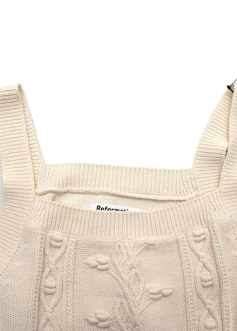 Reformation Cream Cento Cable-Knit Organic cotton Mini Dress