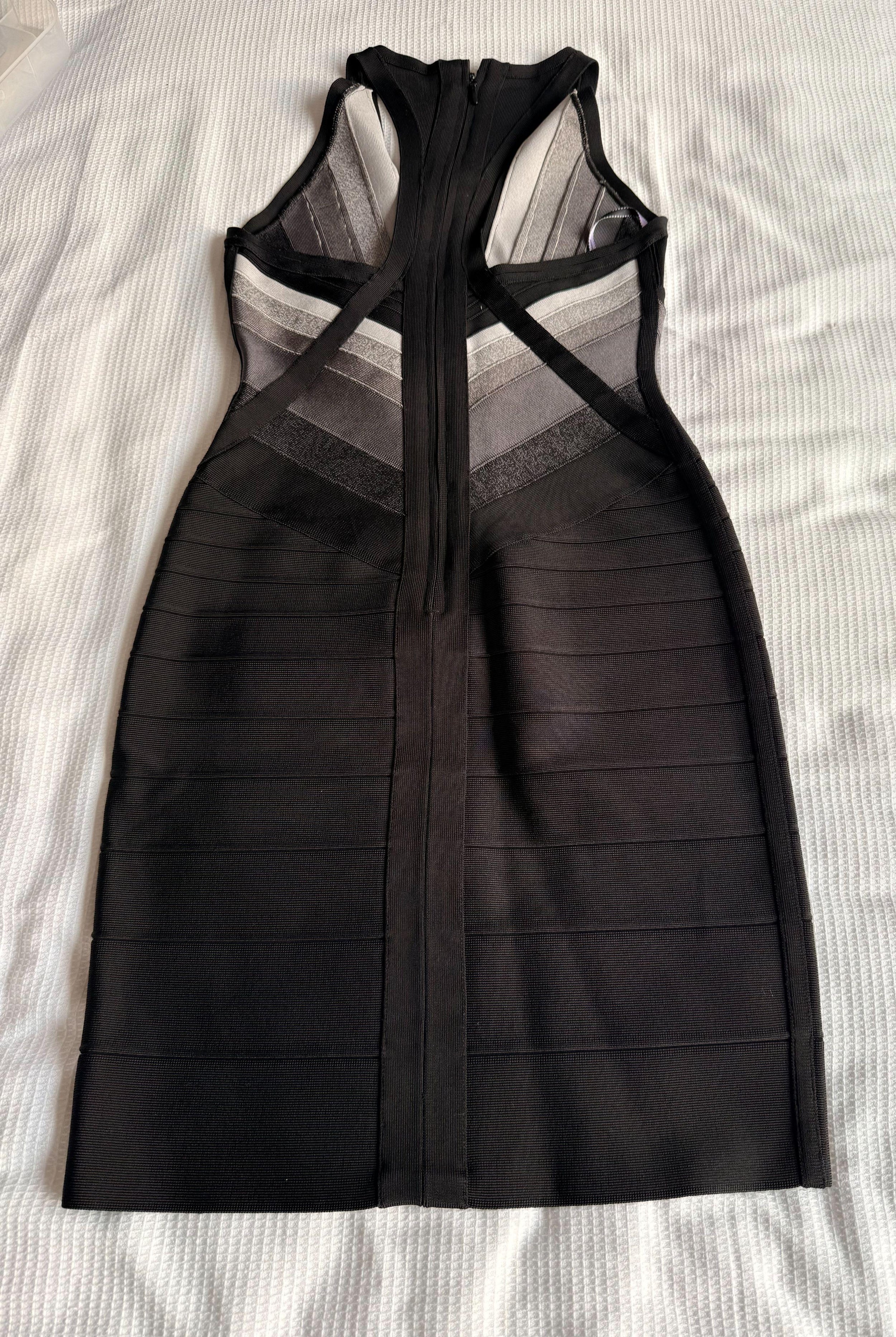 Herve Leger Black/Grey Bandage Dress