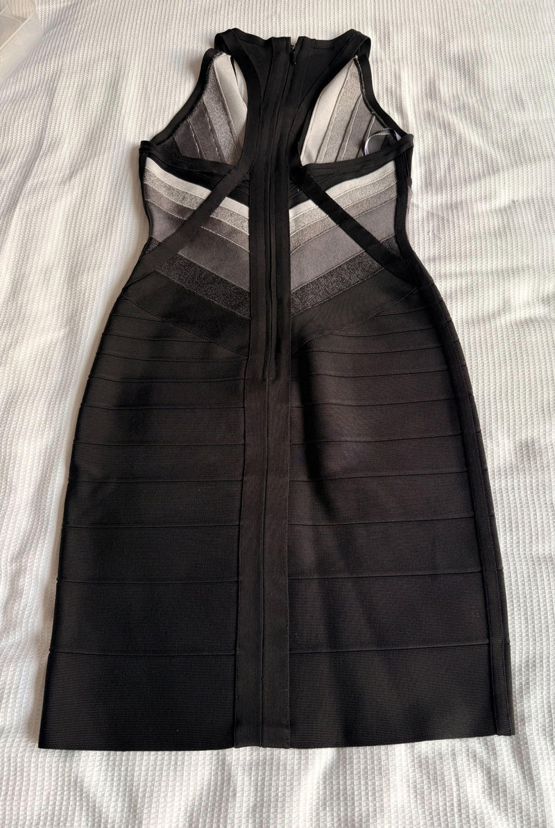 Herve Leger Black/Grey Bandage Dress