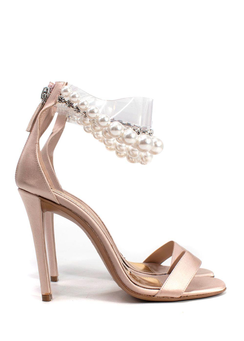 Alexandre Vauthier Coco Faux Pearl And Crystal-embellished Pvc And Suede Sandals