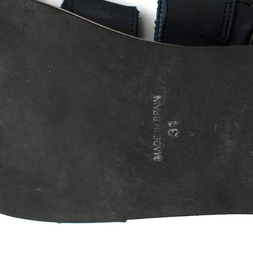 Bonpoint Navy Suede Velcro Sandals