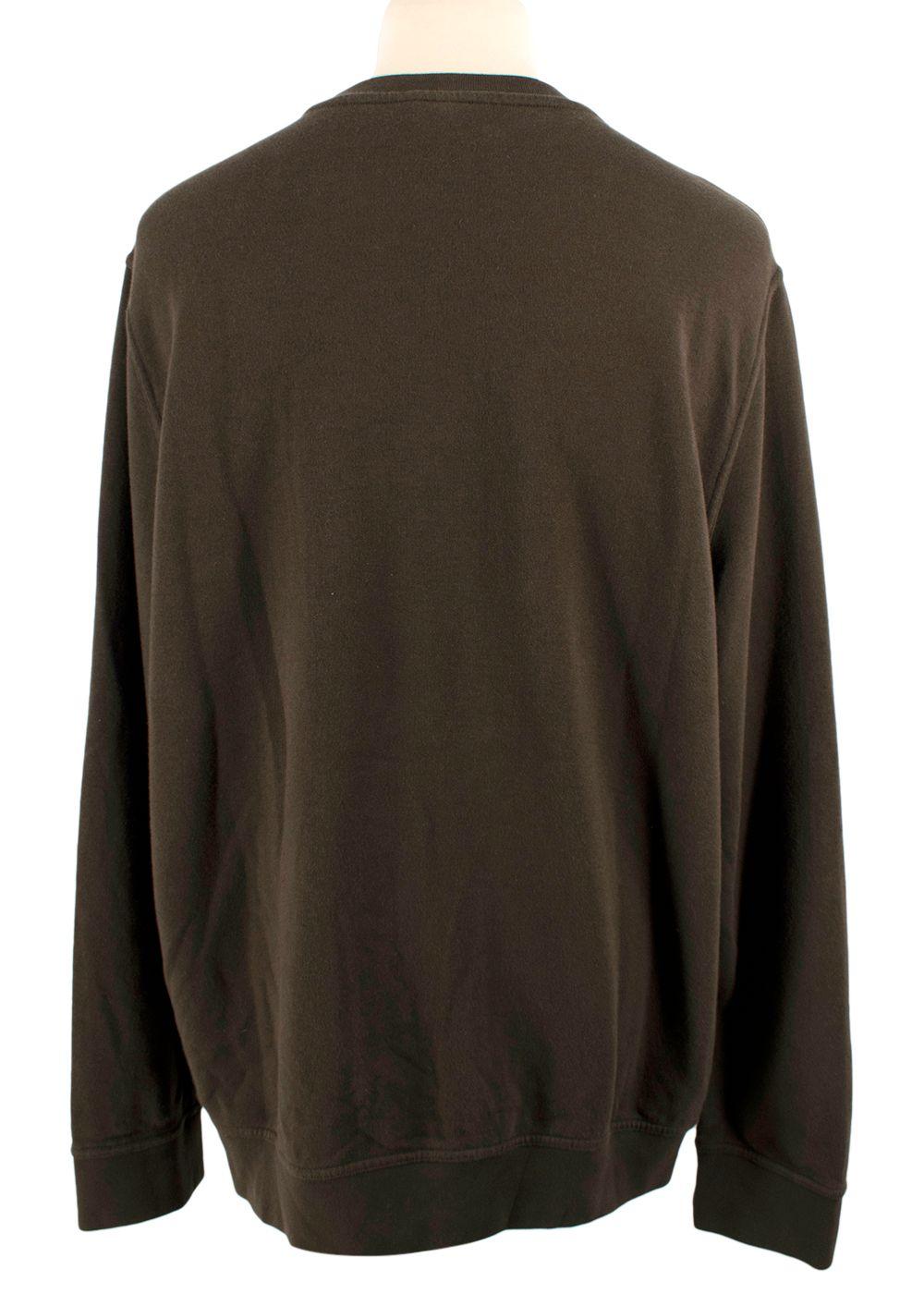 Hermes Brown Crewneck Sweatshirt with Leather Detail