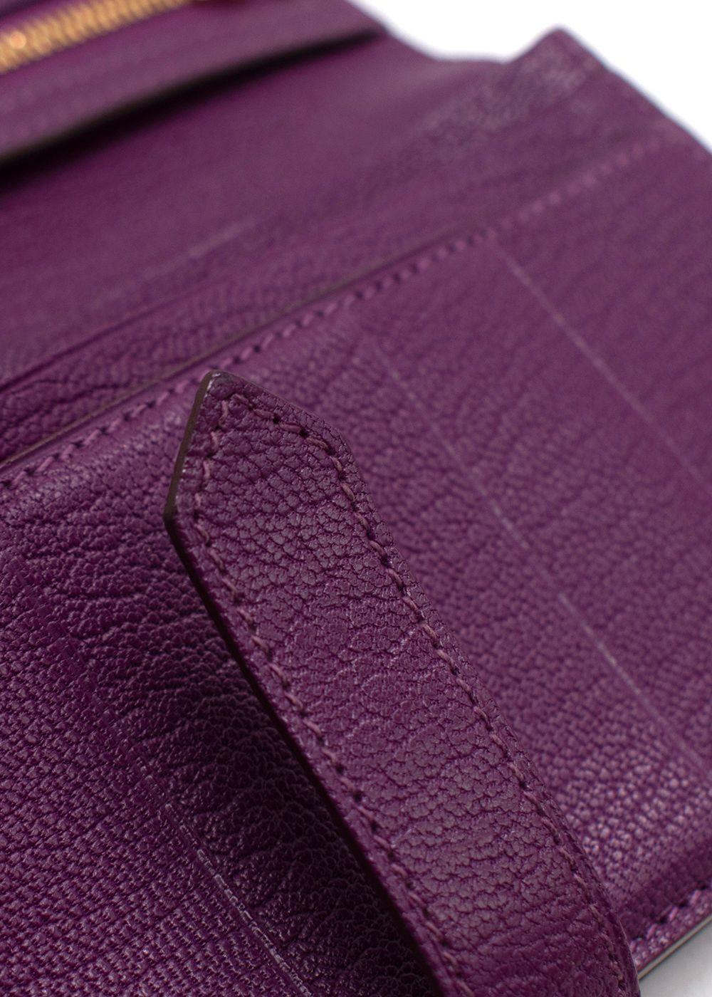 Hermes Purple Bearn Wallet with Gold Hardware