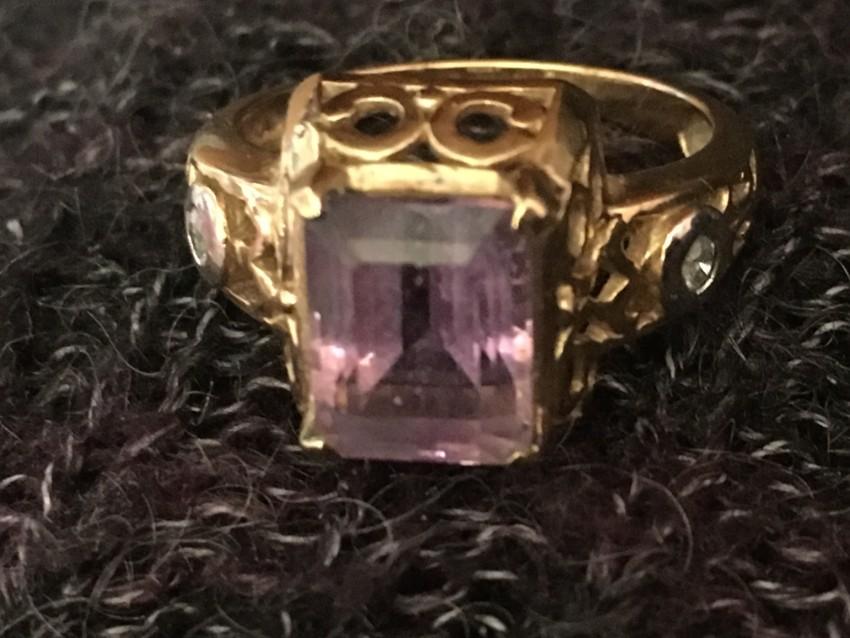 vintage amethyst and white diamond ring