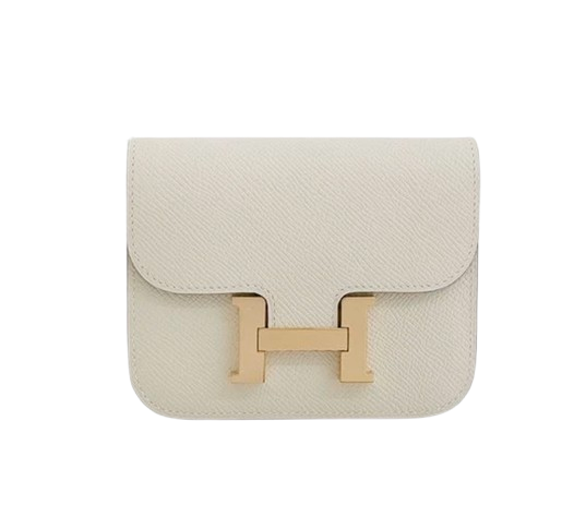 Hermes Constance Craie Slim wallet With Rose Gold Hardware