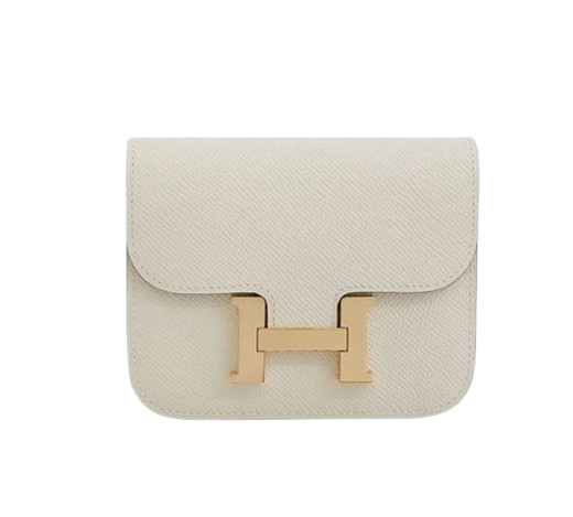 Hermes Constance Craie Slim wallet With Rose Gold Hardware