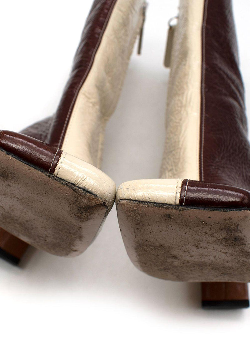 Isa Two-Tone Crinkle Patent Leather Ankle Boots