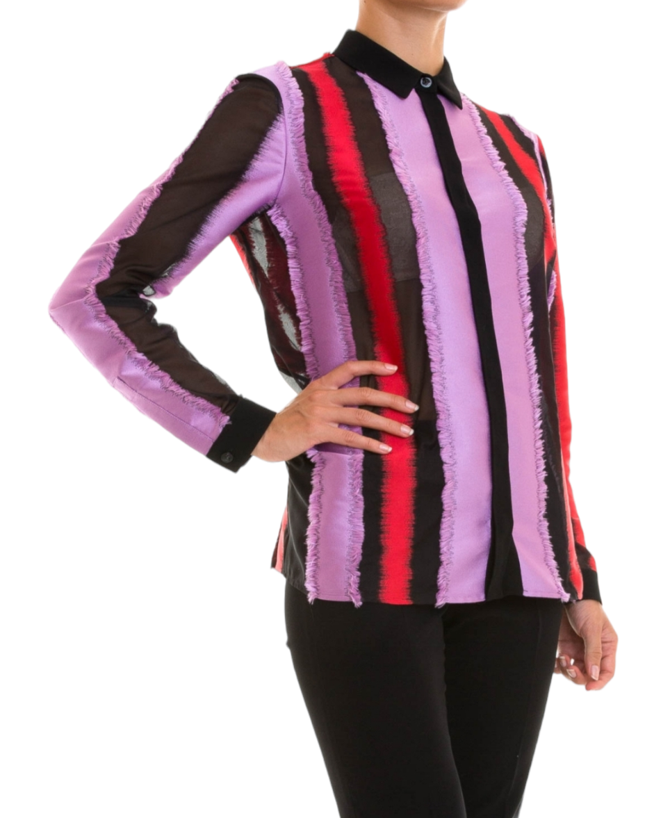Silk Fringed Striped Shirt