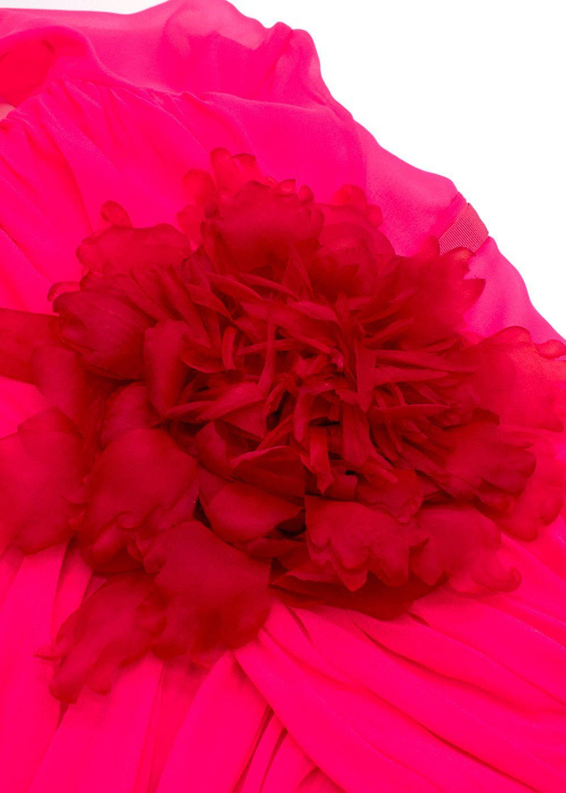 Giambattista Valli Pink Flower Embellishment Bouganville Silk Georgette Dress