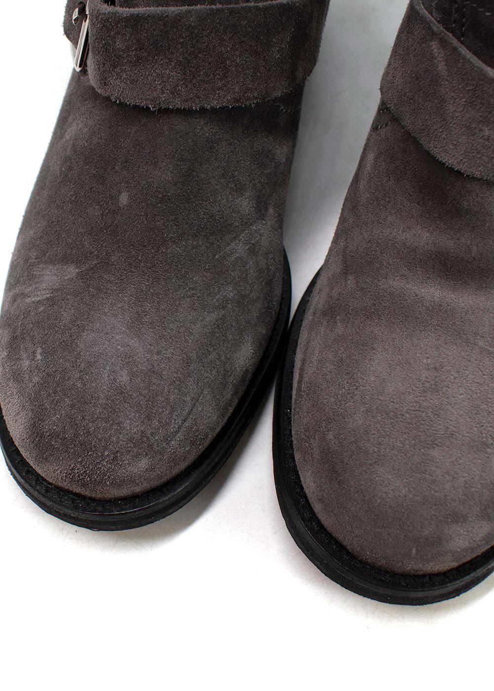 Jimmy Choo Grey Suede Youth II Buckled Suede Ankle Boots