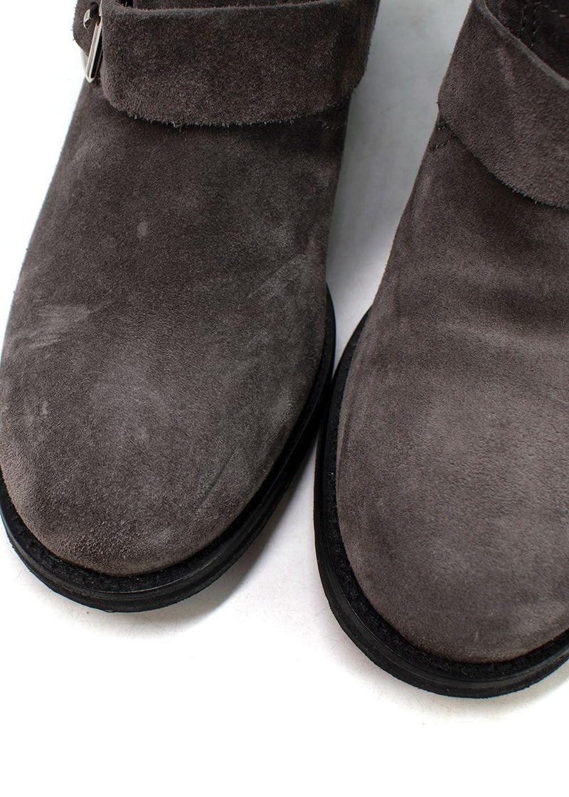 Jimmy Choo Grey Suede Youth II Buckled Suede Ankle Boots