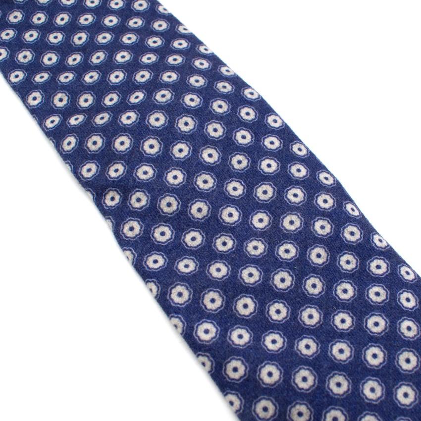 Ulturale Napoli Blue Floral Print Wool Tie