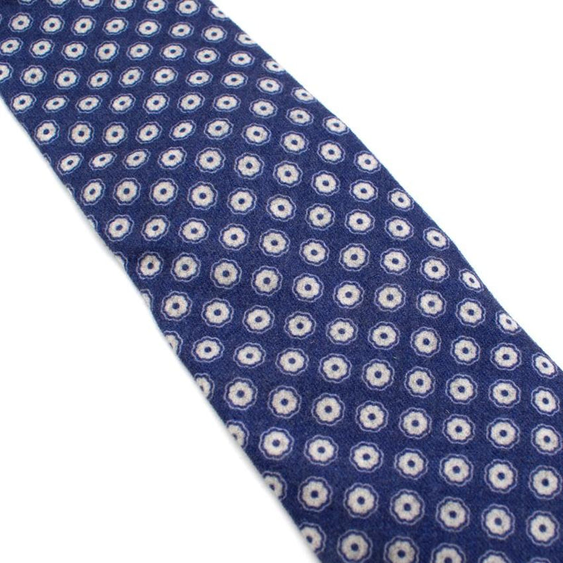 Ulturale Napoli Blue Floral Print Wool Tie