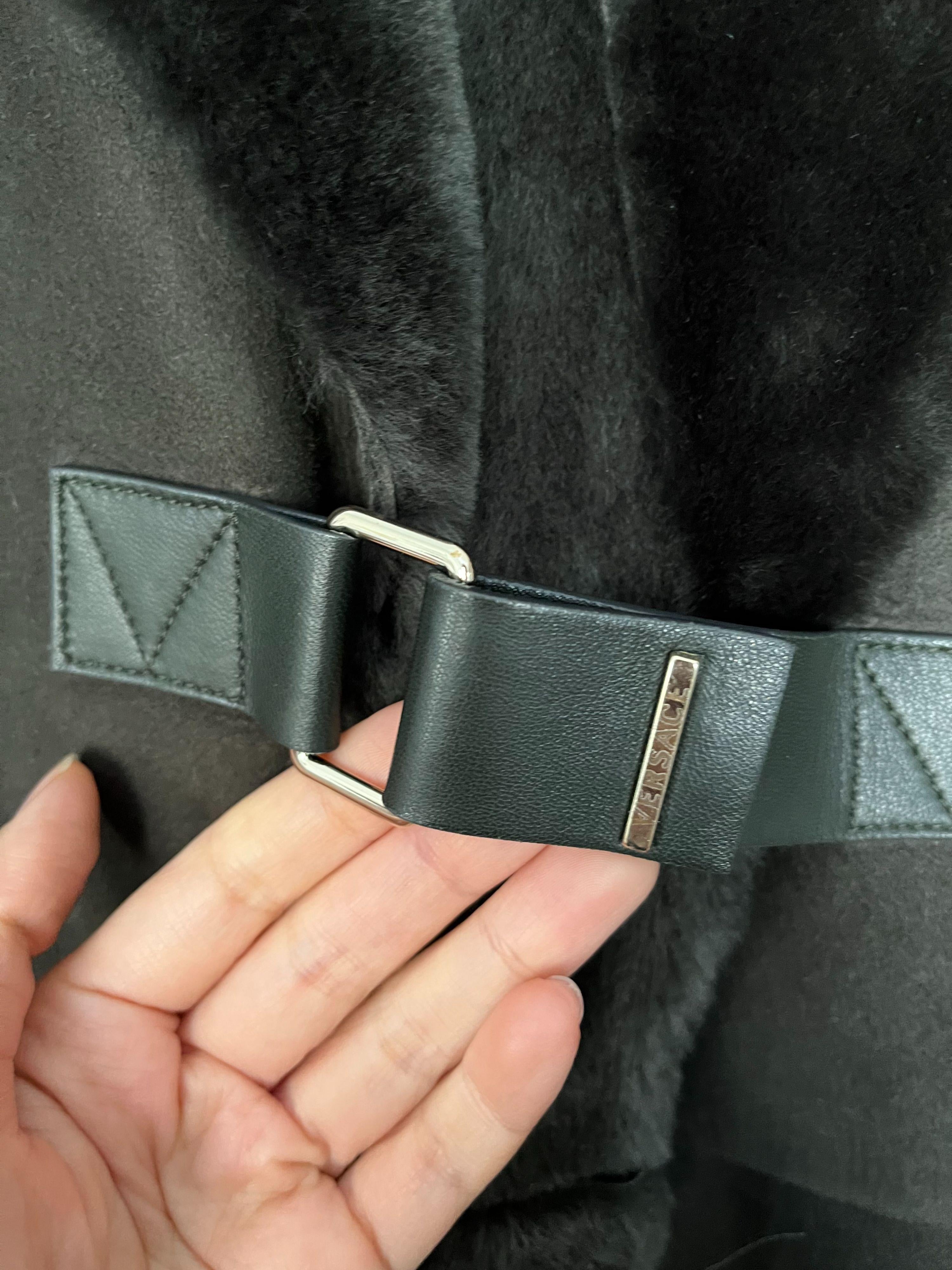 Khaki Shearling Cut-Work Coat