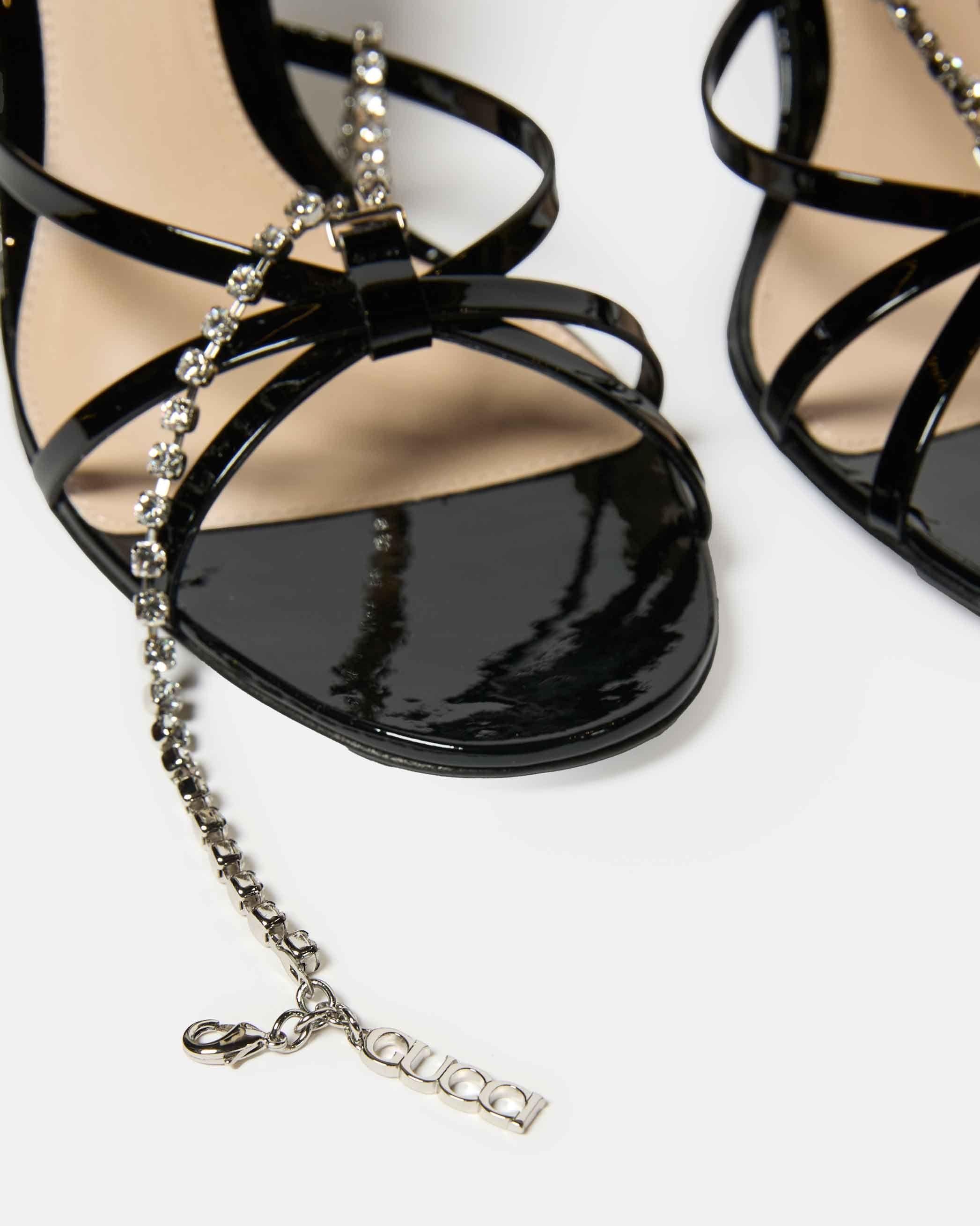 Gucci Patent And Crystal Sandals