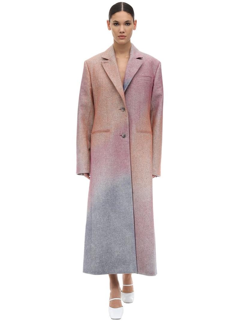 Blue & Pink Ombre Wool Long Coat
