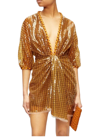 Fendi Sequinned Plunge-Neck Mini Dress