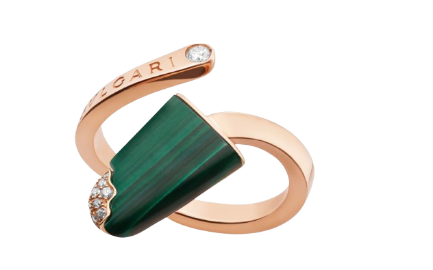 Bvlgari Rose Gold, Malachite and Diamond Gelati Ring