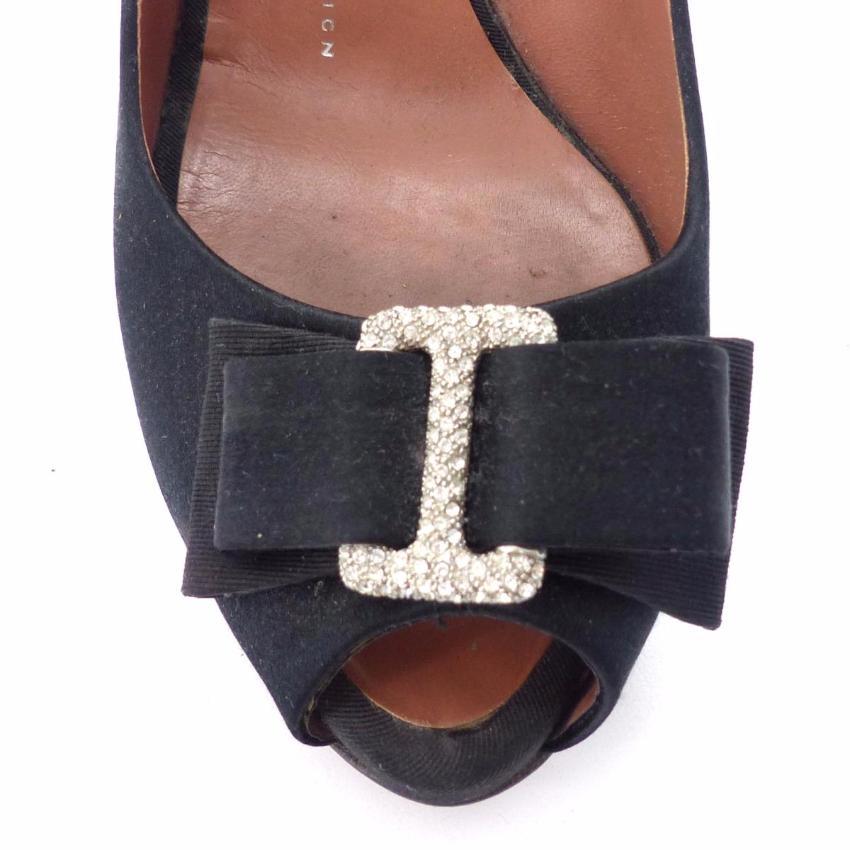 GIUSEPPE ZANOTTI Black Satin Adorned With Bow And Jeweled
