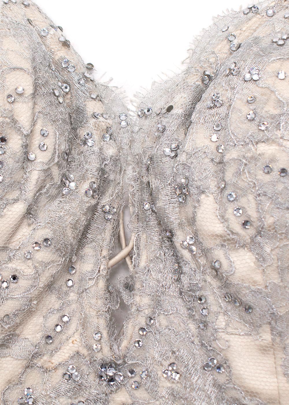 Baracci Ivory Sequin Embellished Gown