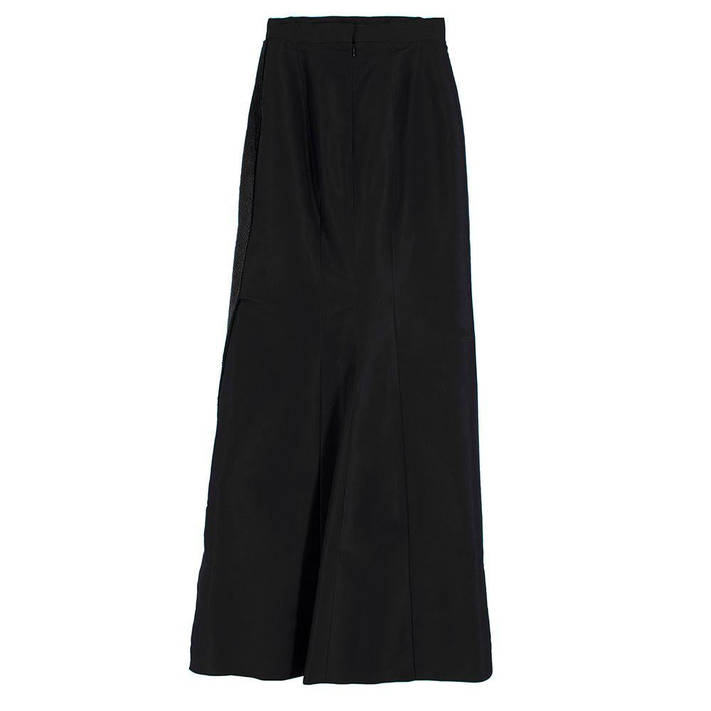 Carolina Herrera Black Cropped Blazer and Maxi Skirt Silk Suit
