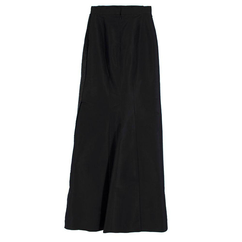 Carolina Herrera Black Cropped Blazer and Maxi Skirt Silk Suit
