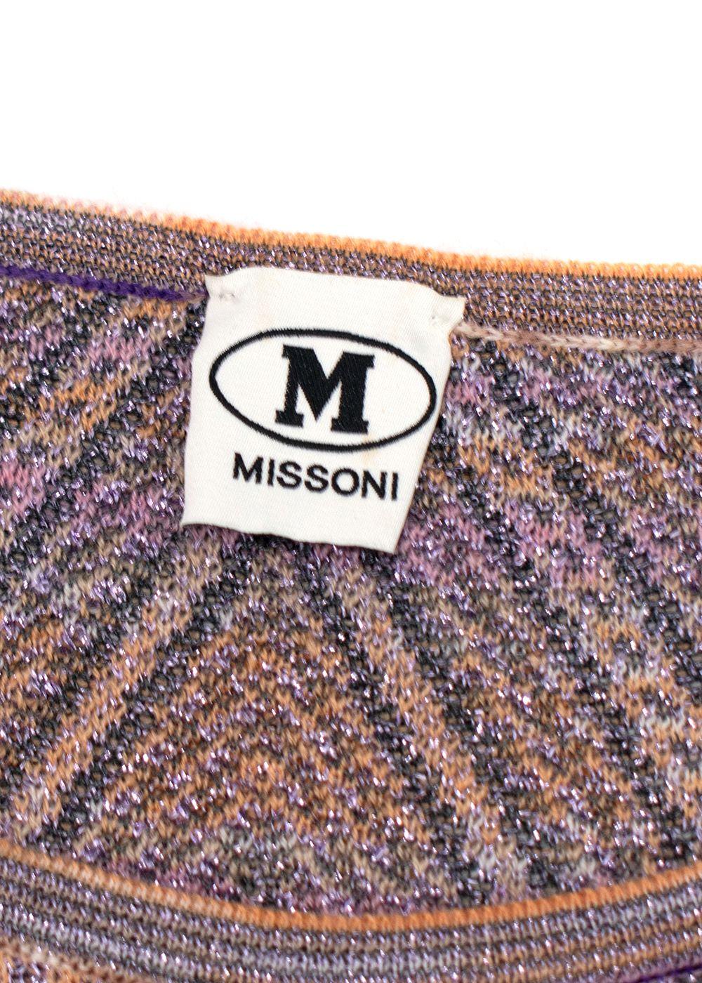 M Missoni Metallic Multicolor Zigzag Patterned Knit Top
