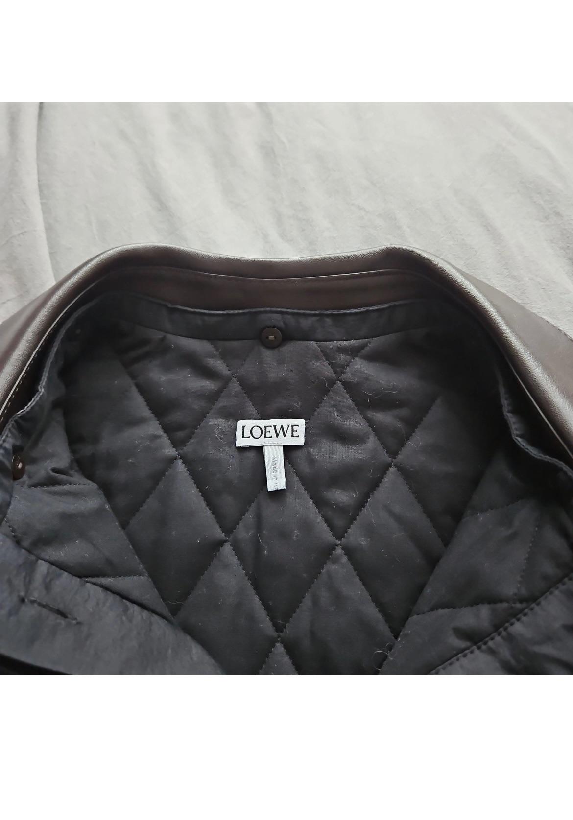 Loewe Black Leather Collared Jacket/Coat
