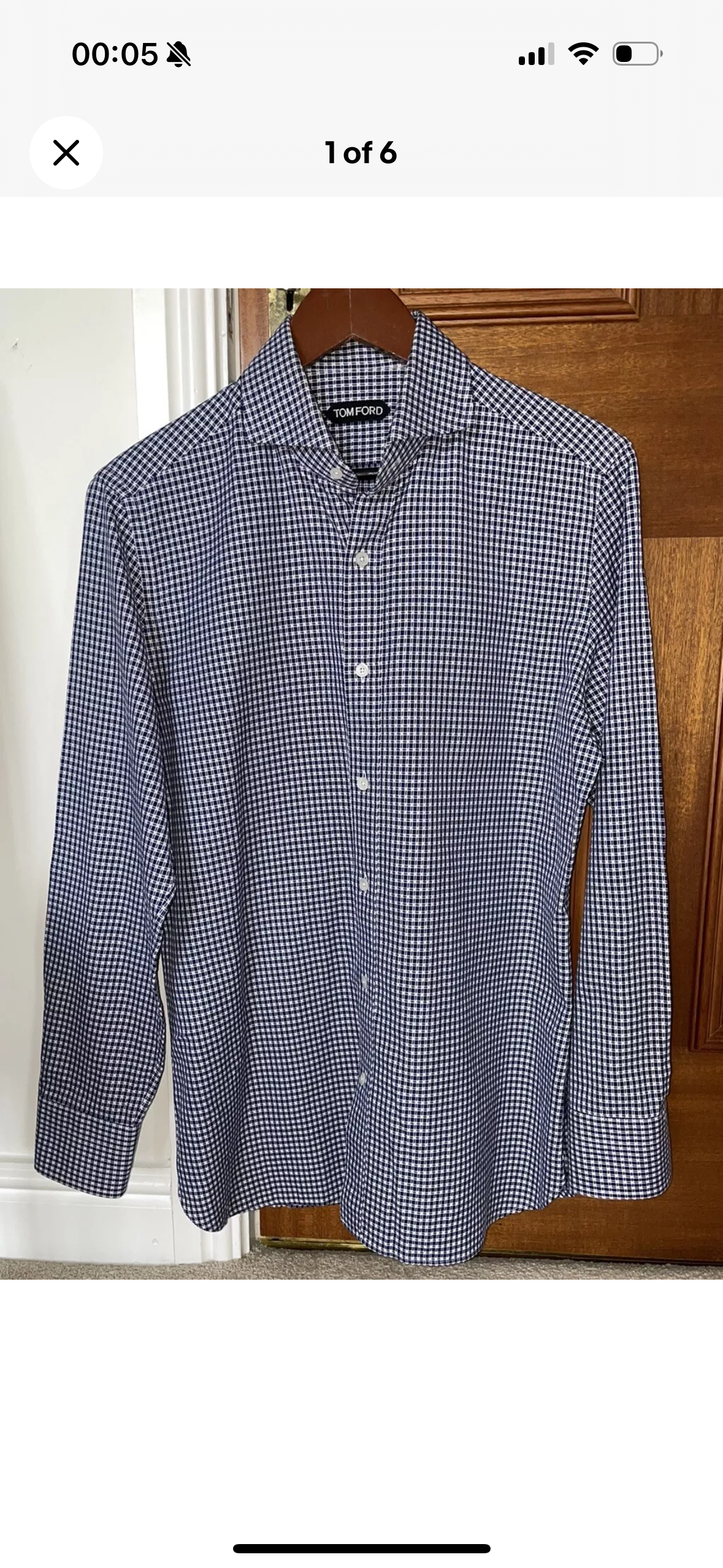 Tom Ford Navy And White Check Cotton Shirt