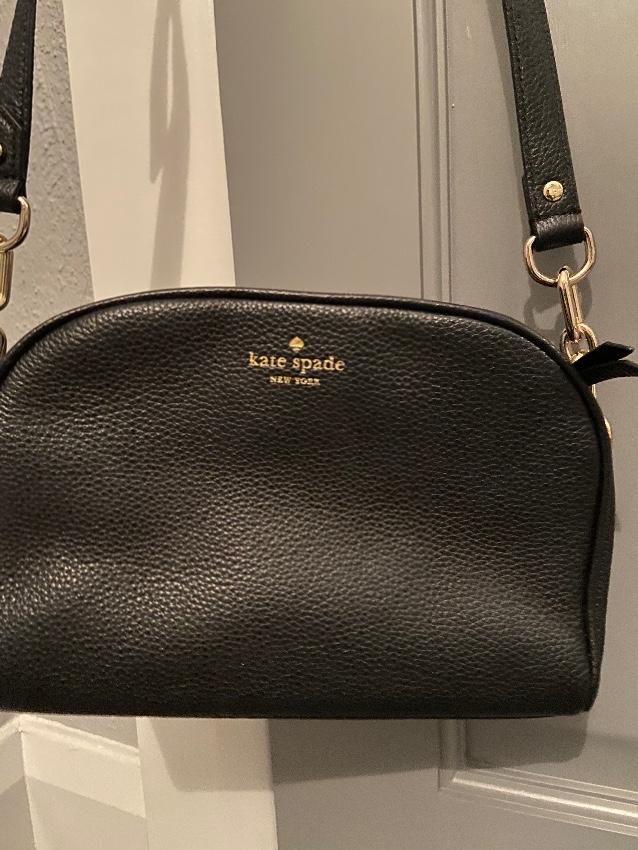 Kate Spade Black Grained Leather Crossbody Bag