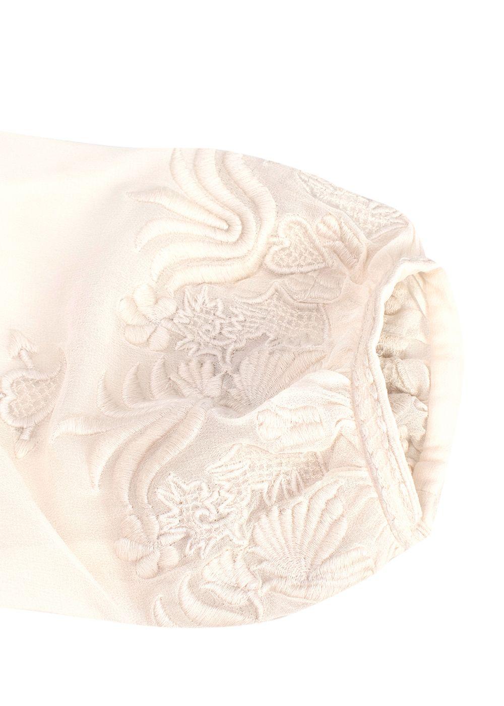 Figue Cream Silk Embroidered Belted Dress