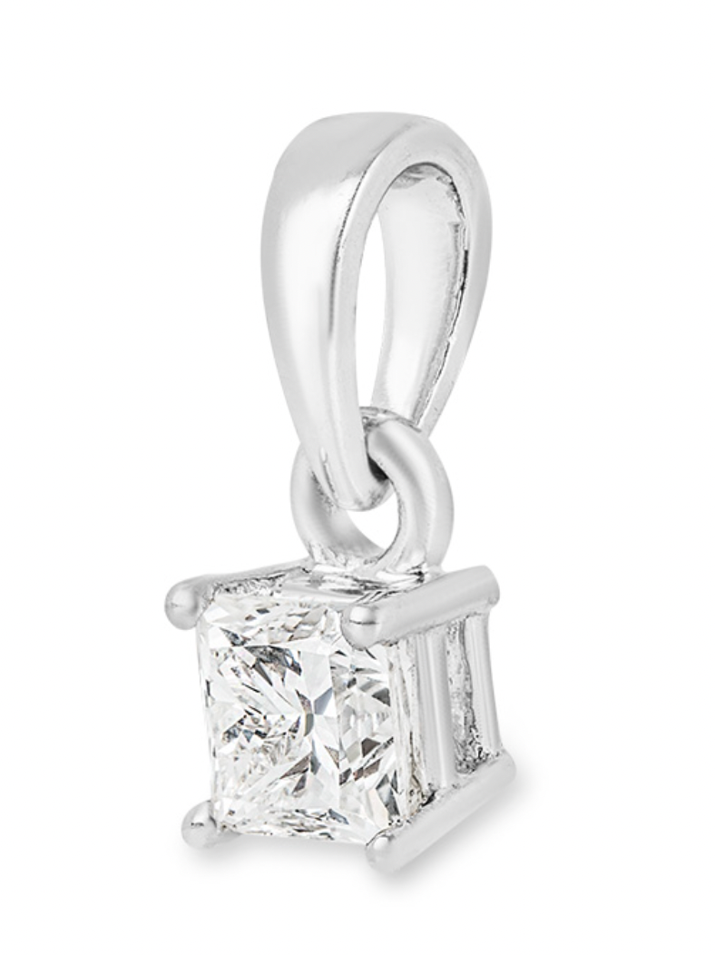 Princess Cut White Gold Pendant