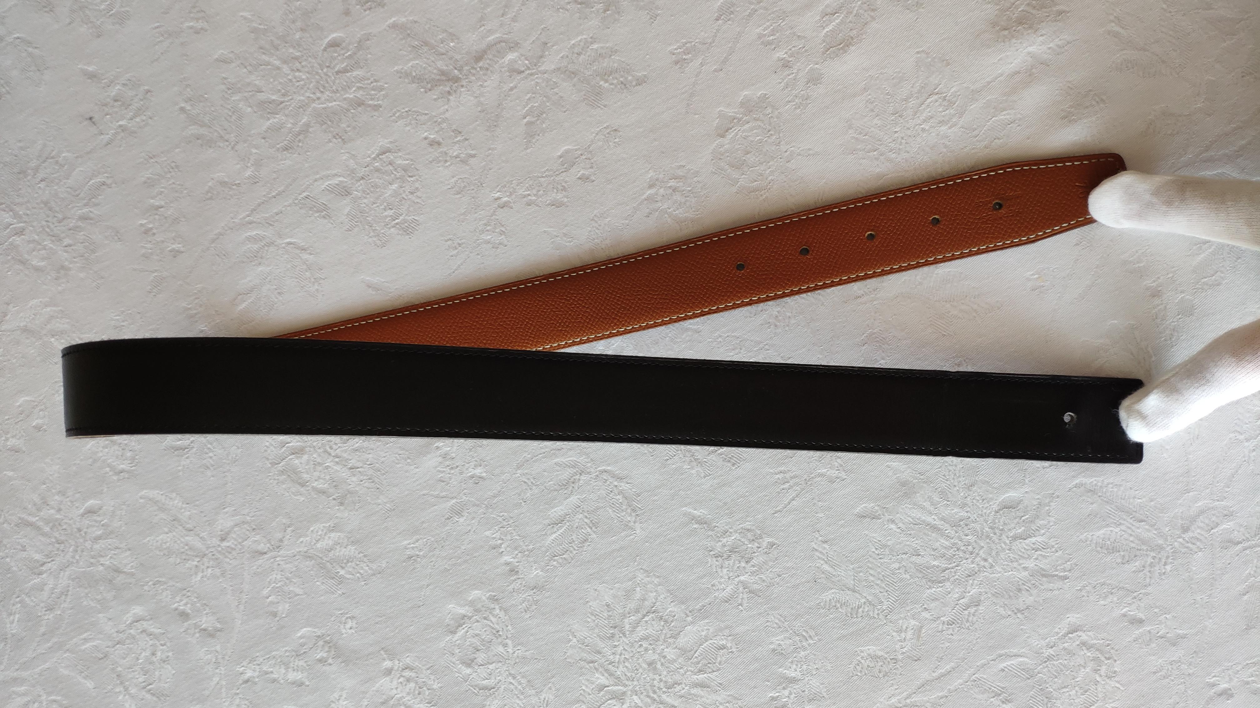 Hermes Black & Gold Reversible Belt in Epsom & Togo Leather