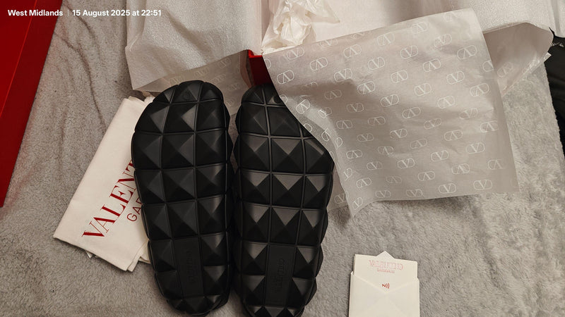 Valentino Black Rubber Slides