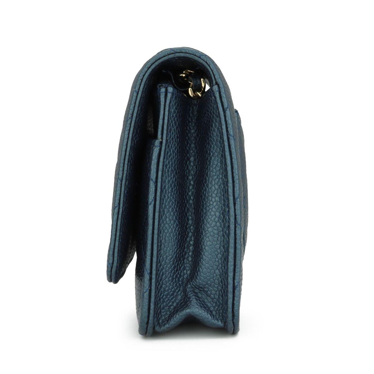 Chanel Teal Caviar Leather Wallet on Chain