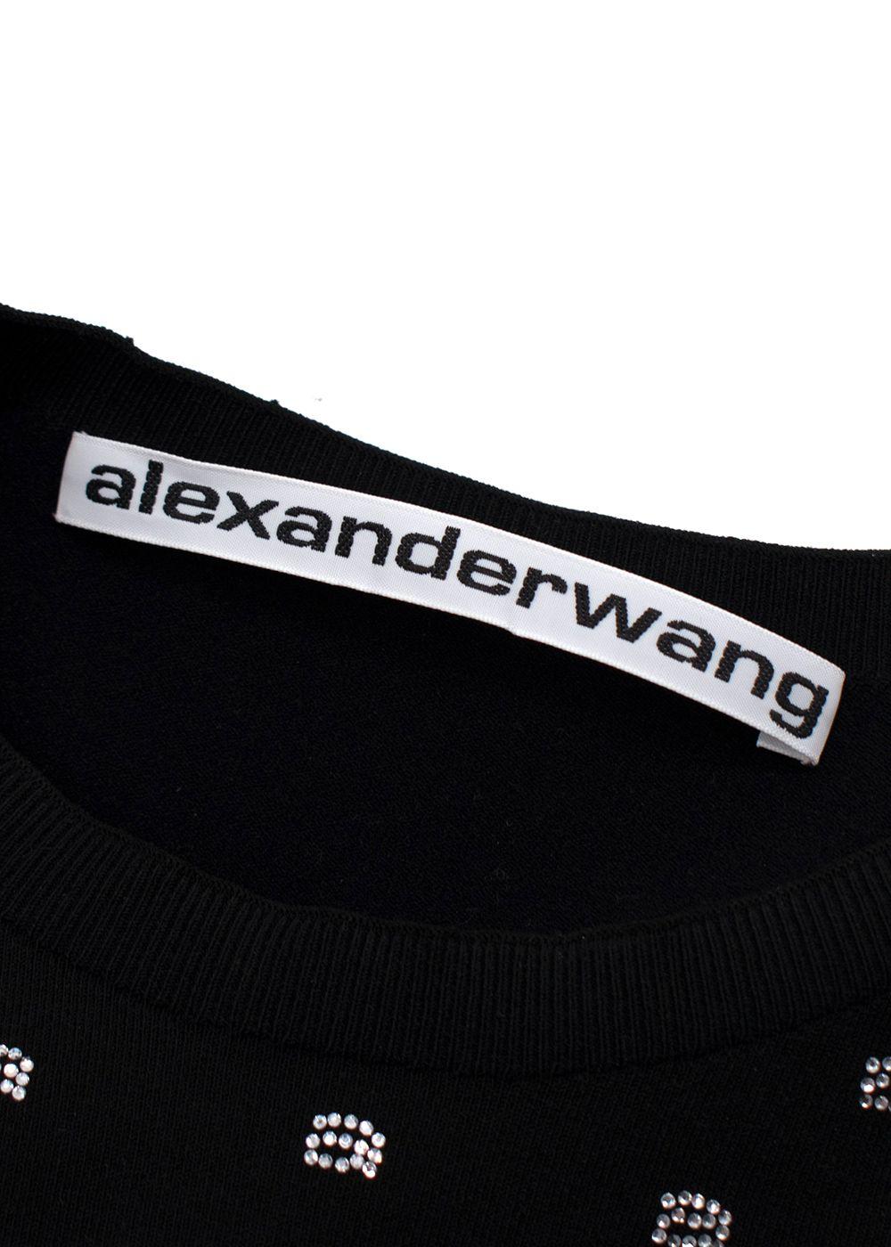 Alexander Wang Black Cropped Crystal T-Shirt