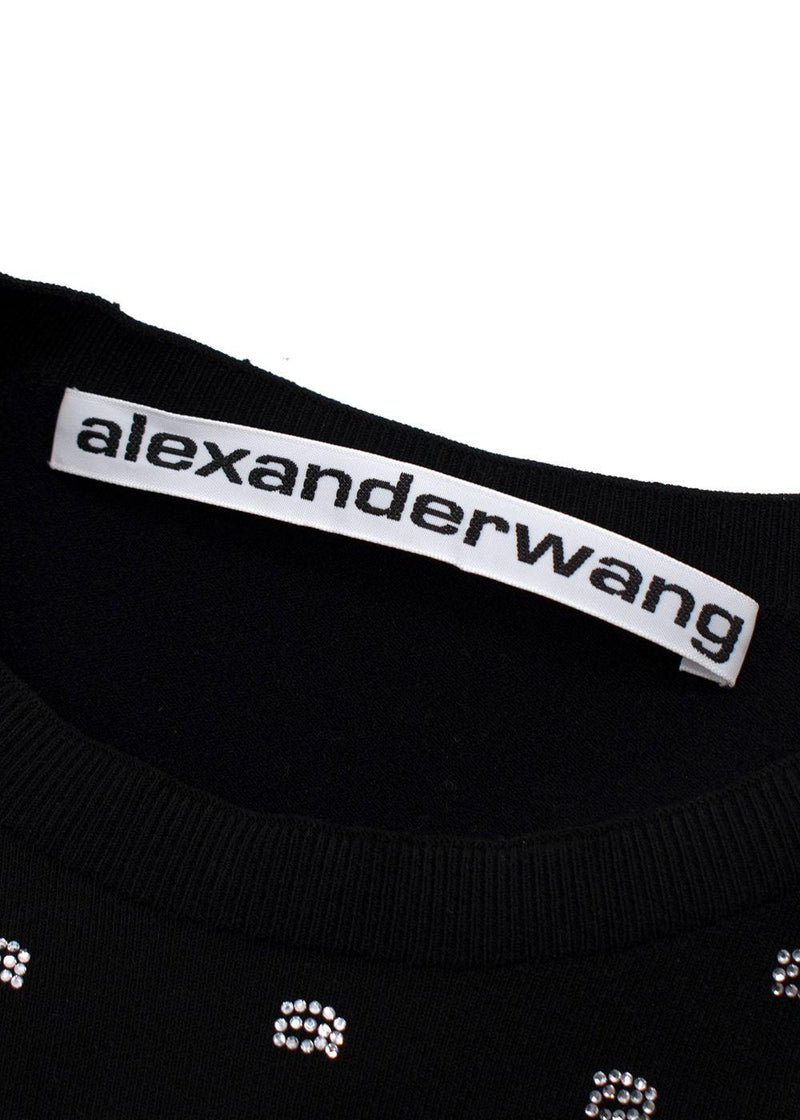 Alexander Wang Black Cropped Crystal T-Shirt
