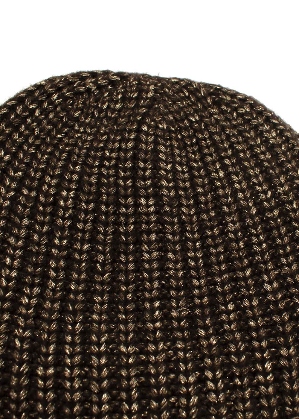 Ralph Lauren Brown Metallic Wool Blend Beanie and Gloves