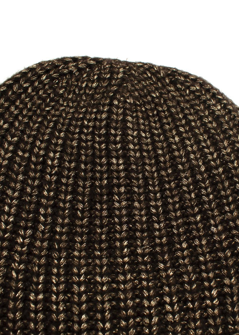 Ralph Lauren Brown Metallic Wool Blend Beanie and Gloves