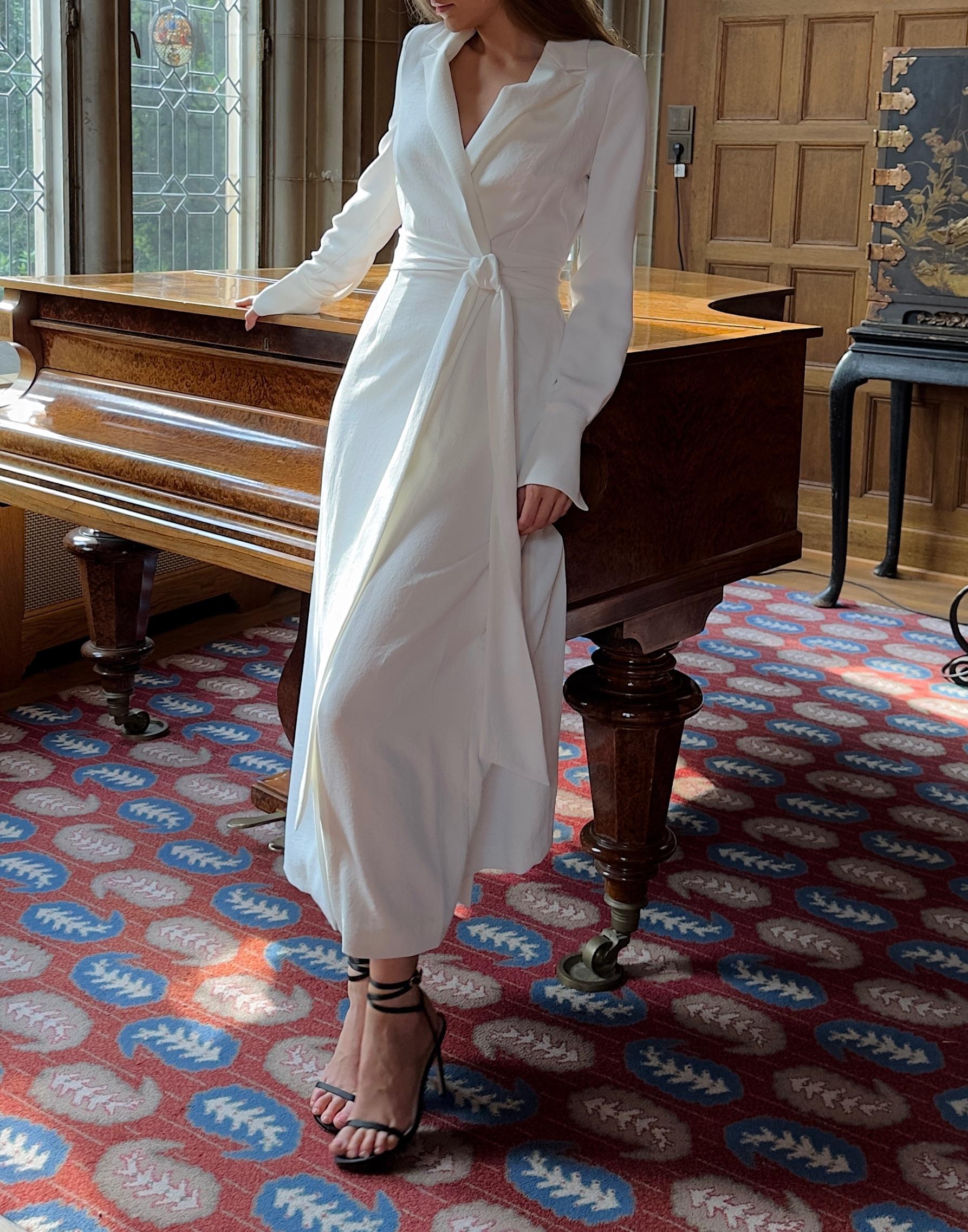 Galvan White Crepe Marina Dress